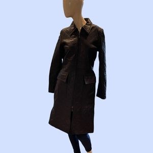 Express Genuine Quilted Leather Coat Small